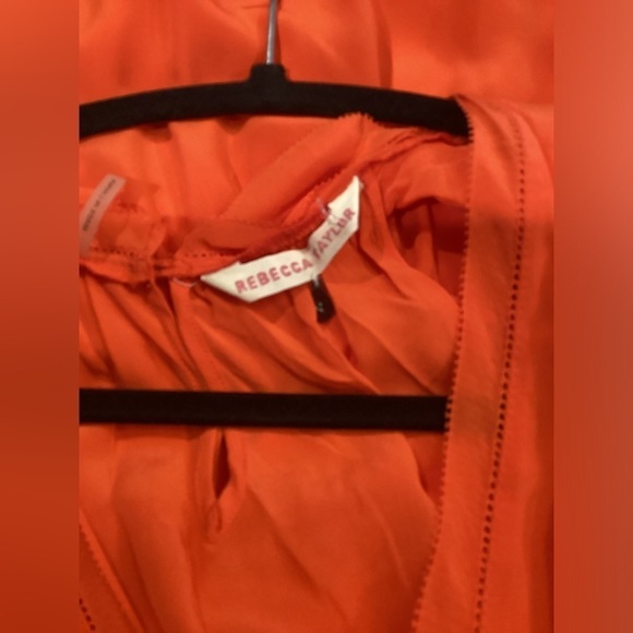 Rebecca Taylor neon orange silk Oh What A Night dress with pockets size 4 - Picture 9 of 10